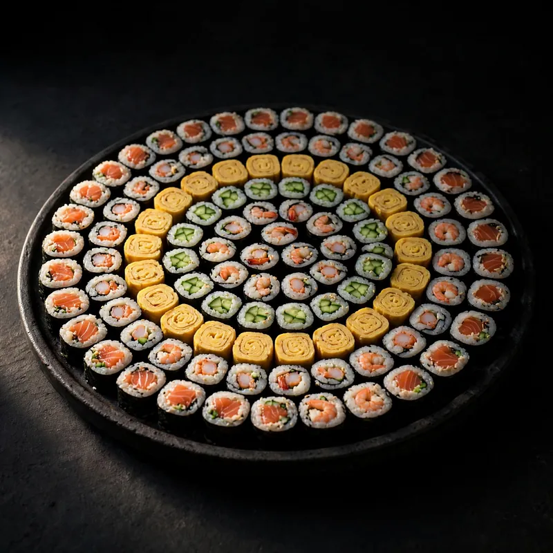 A platter of small maki rolls