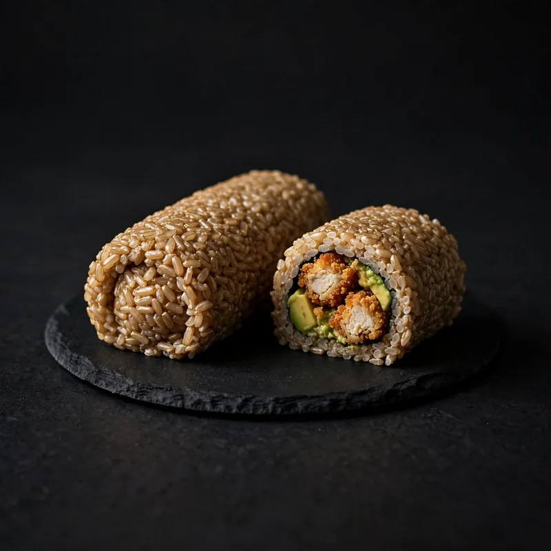 Brown rice crispy chicken rolls