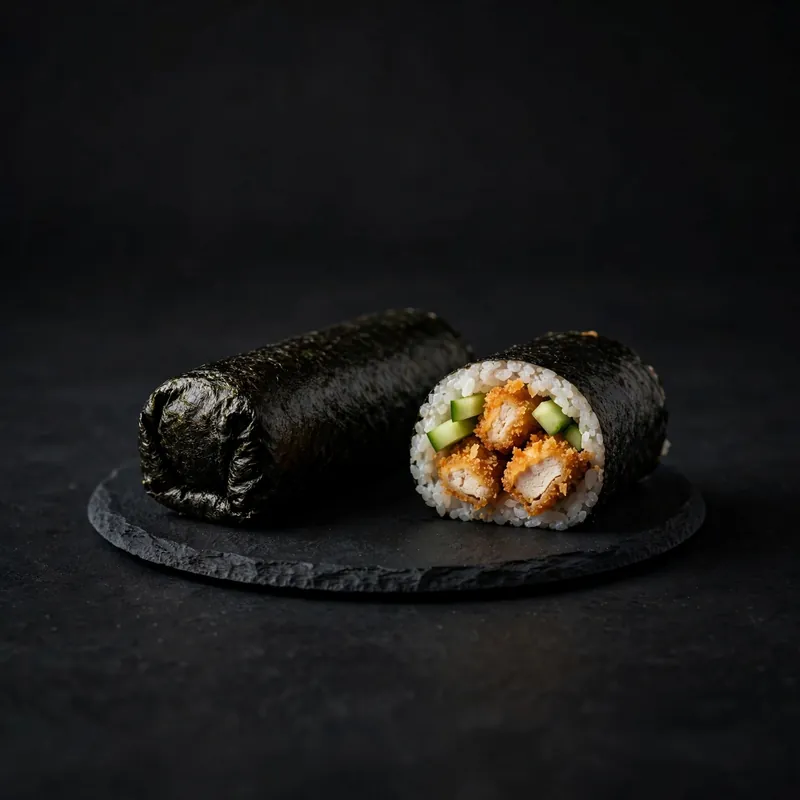 Crispy chicken and cucumber rolls