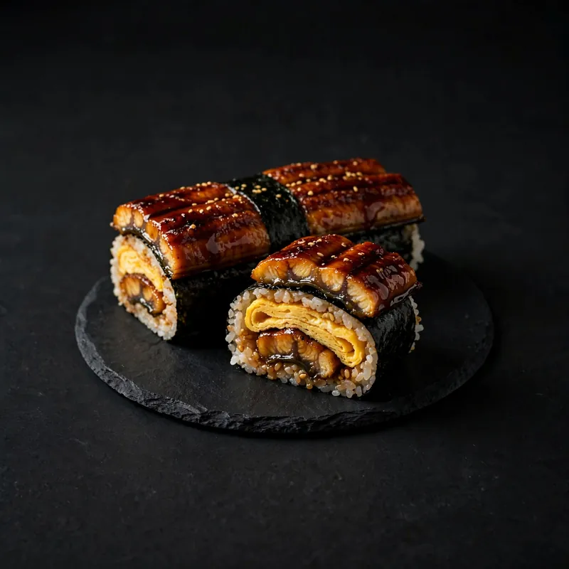 Eel and egg rolls
