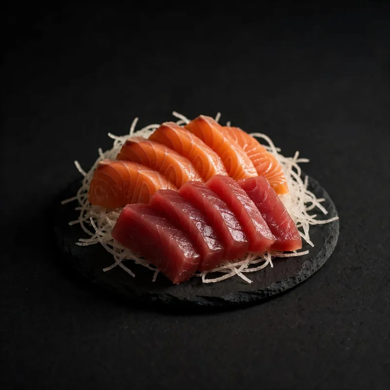 Salmon and tuna sashimi